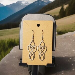 Handmade Boho Celtic Knot Infinity Lucky Dangle Silver Accent Earrings